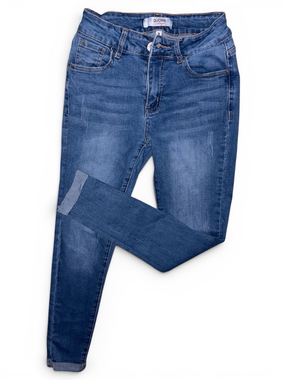 Slim Fit Women's Jeans in Medium Blue Wash - Picture 2 of 5